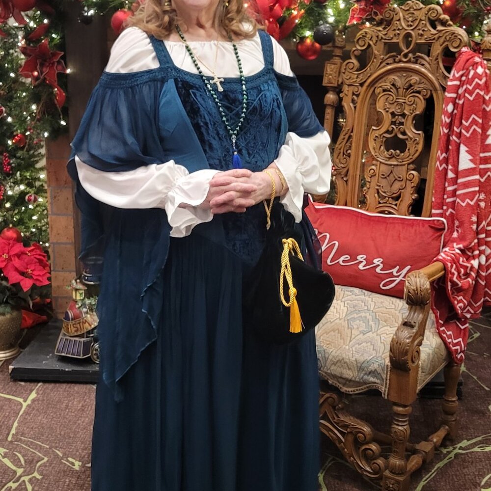 Gorgeous Avallon Maxi Renaissance Dress 3X by Holy Clothing Teal PeacockMadtigal